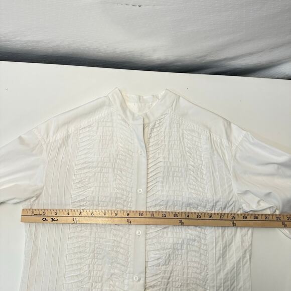 Yigal Azrouel Long Sleeve Button Up Top Womens 8 White Asian Style Minimalist - Picture 12 of 13